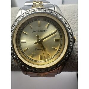 Pierre Cardin Diamond PCD4182TC Ladies Watch New Battery 26MM 6.75" Two Tone Q